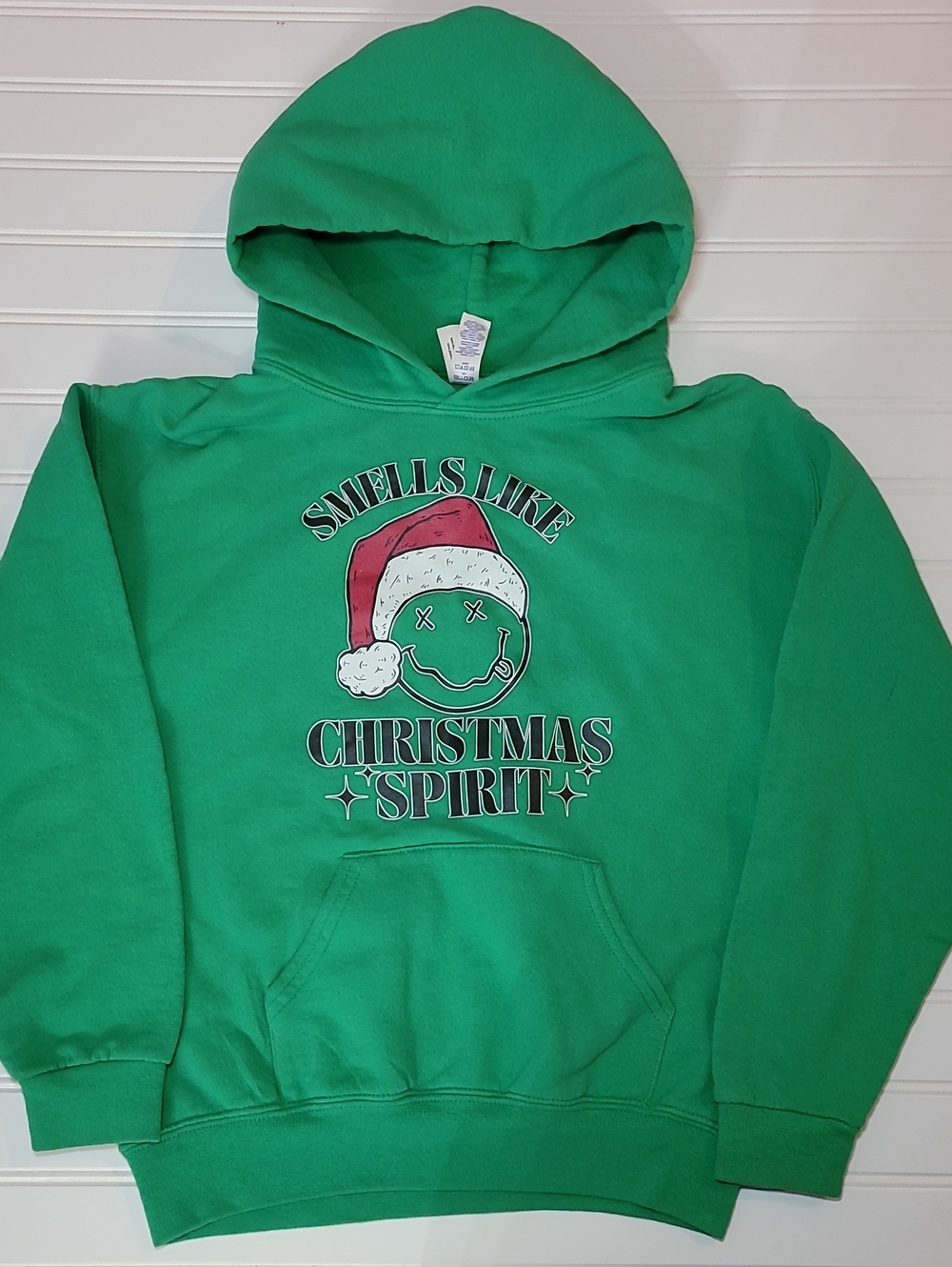 Jerzees Green 'Smells Like Christmas Spirit' Graphic Hoodie